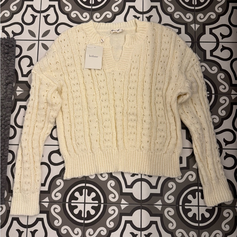 Bohme Cream V-Neck Sweater